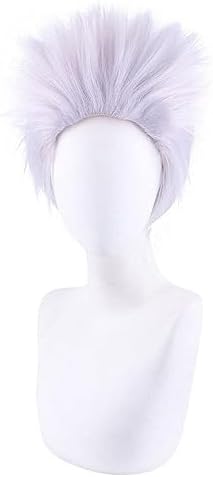 IXITAB Anime Jujutsu Kaisen Gojo Satoru Cosplay Perruque Courte Argenté/Blanc pour Adulte