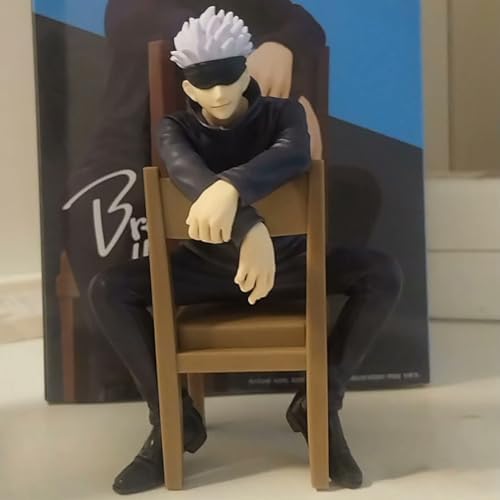 Figurine anime Gojo Satoru 11 cm assise sur une chaise - Idéal pour les fans - Décoration de bureau enmain fabriquée